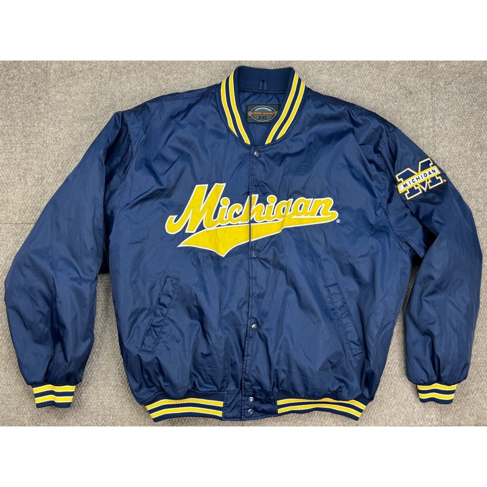 Team Spirit Vtg University Of Michigan Embroidered Team‎ Bomber Jacket Size XXL